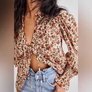 Free People Meant To Be Floral Cotton Blouse